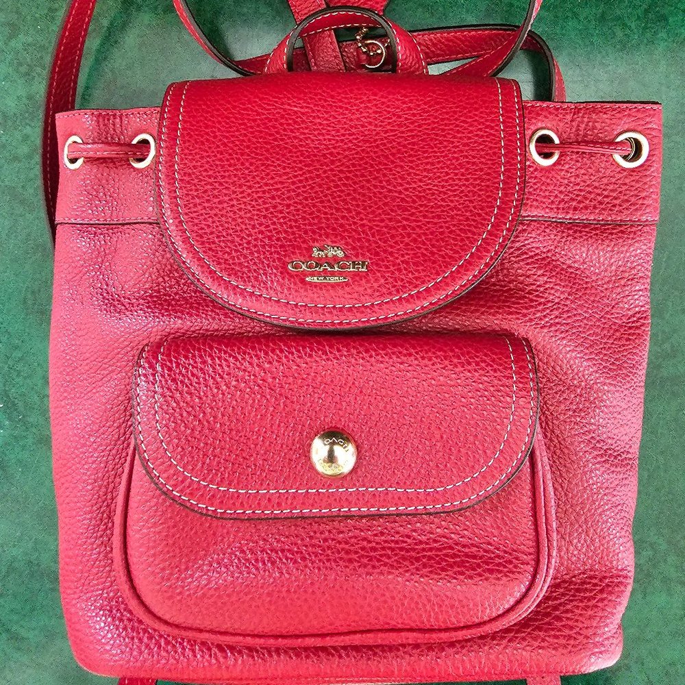 Coach Red Leather Backpack